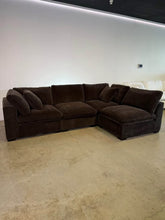 4-Seat Cloud Lux Modular Sofa Sectional Chaise in Mocha Brown Performance Chenille