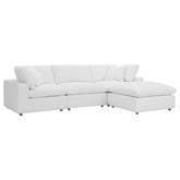 4-Seat Cloud Modular Sectional Sofa Chaise in Performance Linen