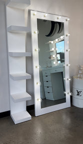 Vanity Room™ Coral Body Mirror – Full-Length Hollywood Floor Mirror with LED Lights, 14 Bulbs & Pre-Assembled Heavy-Duty Design
