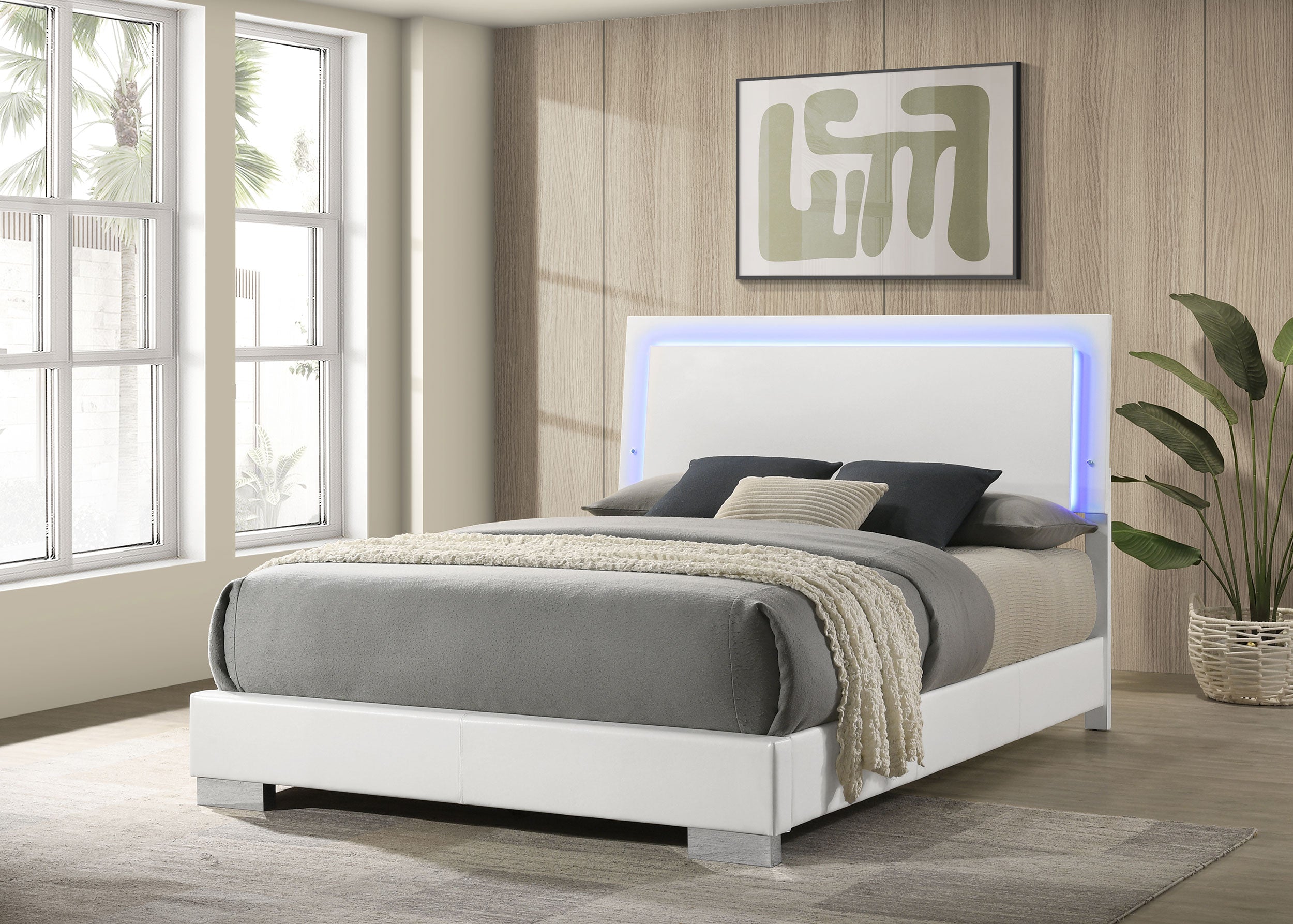 Felicity Wood LED Panel Bed