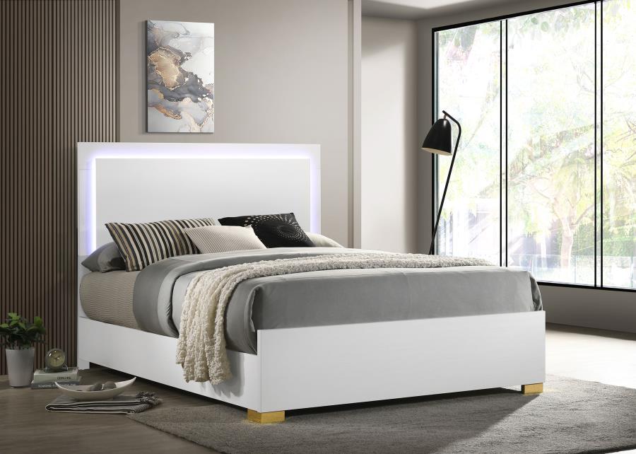 Marceline Wood LED Panel Bed