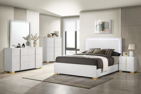 Marceline Wood LED Panel Bed