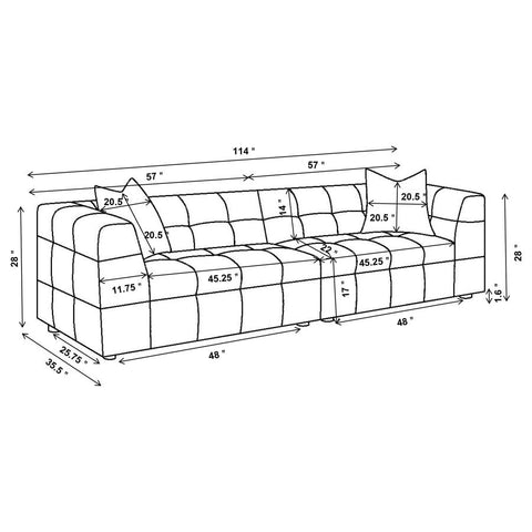 Everly Boucle Upholstered Extra Long Sofa