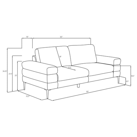 Jessel Chenille Track Arm Sofa