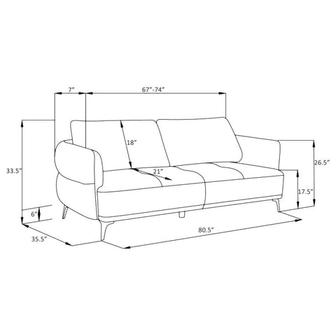 Lively Chenille Modern Track Arm Sofa