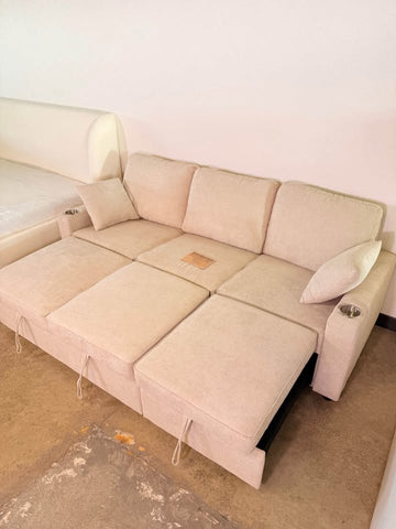 Modern Sofa Bed Sleeper Chaise Couch With Pull Out Bed Mechanism