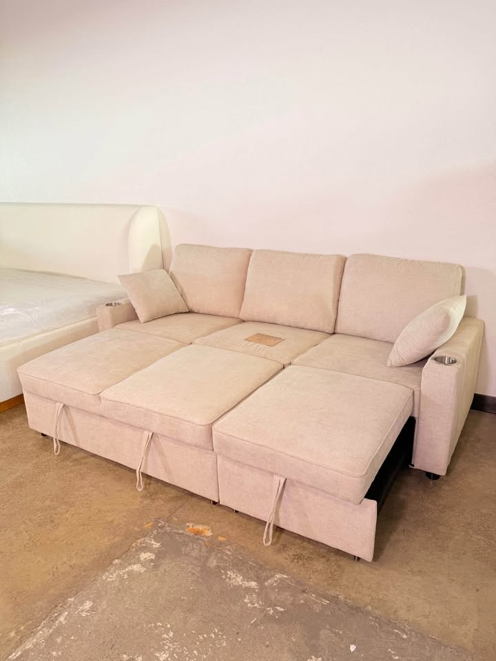 Modern Sofa Bed Sleeper Chaise Couch With Pull Out Bed Mechanism