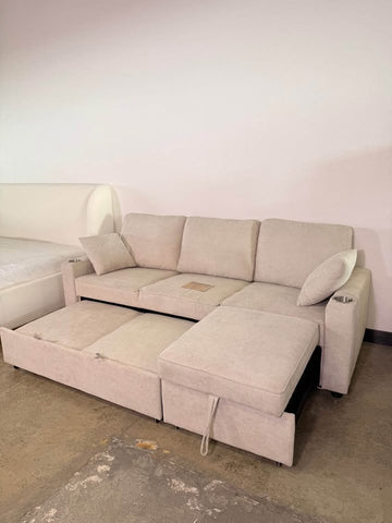 Modern Sofa Bed Sleeper Chaise Couch With Pull Out Bed Mechanism