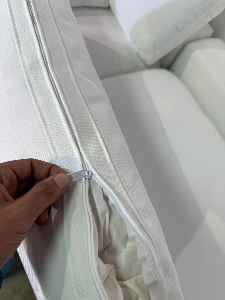 4-Seat Cloud Modular Sectional Sofa Chaise in Performance Linen