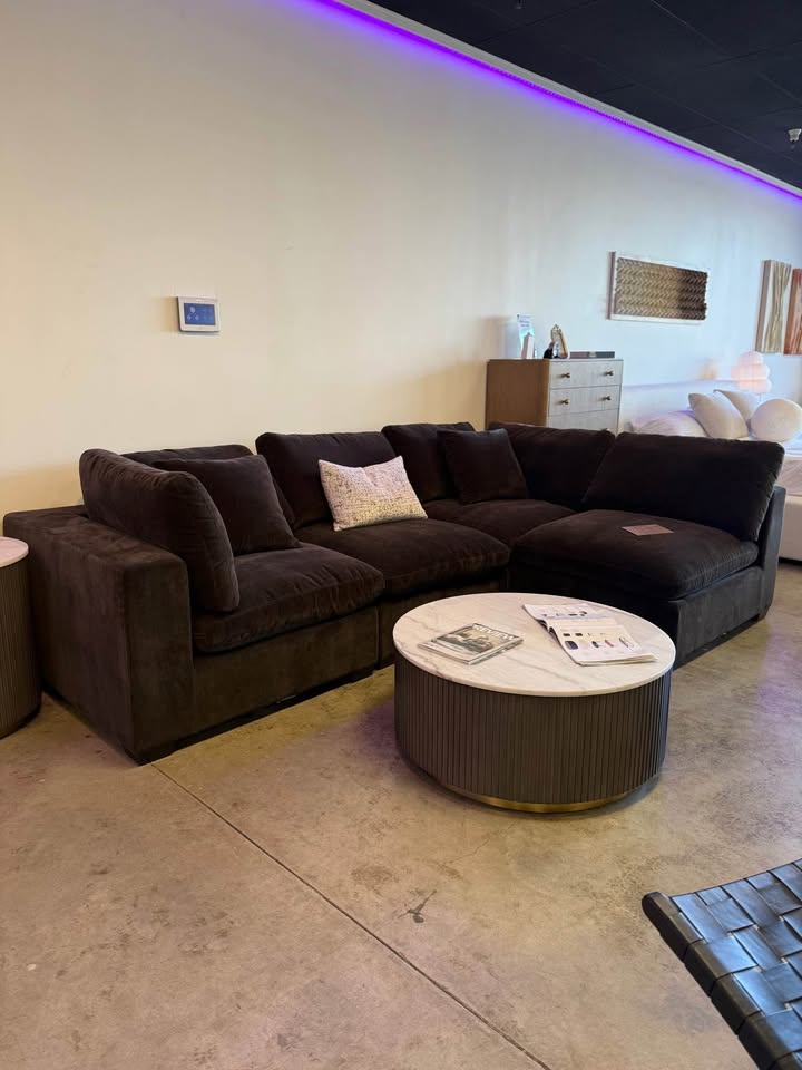 4-Seat Cloud Lux Modular Sofa Sectional Chaise in Performance Chenille