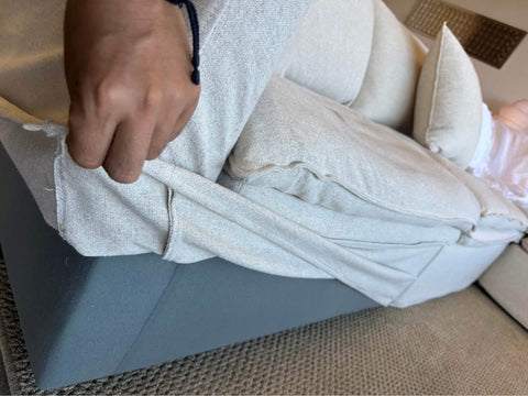 5- Seat Cloud Modular Sofa Sectional with Slip On Covers in White Cream Linen