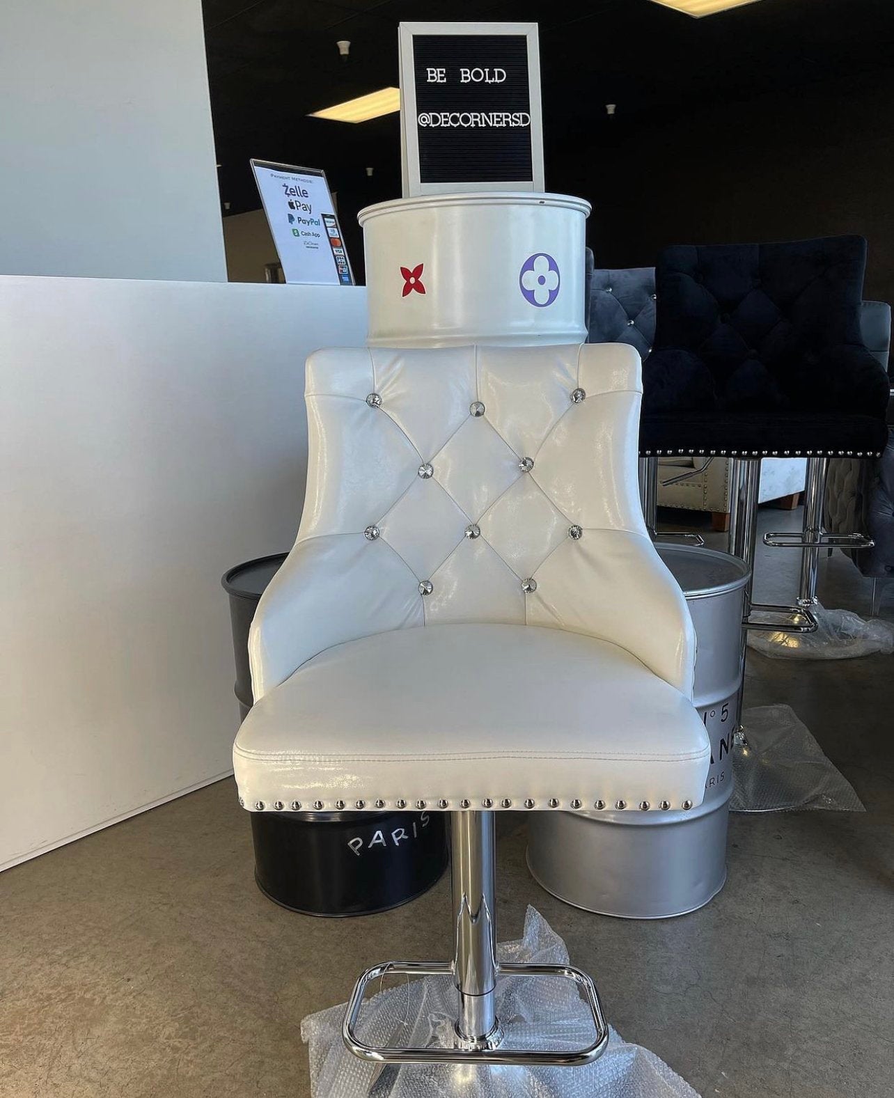 Polar Glam Vanity Stool