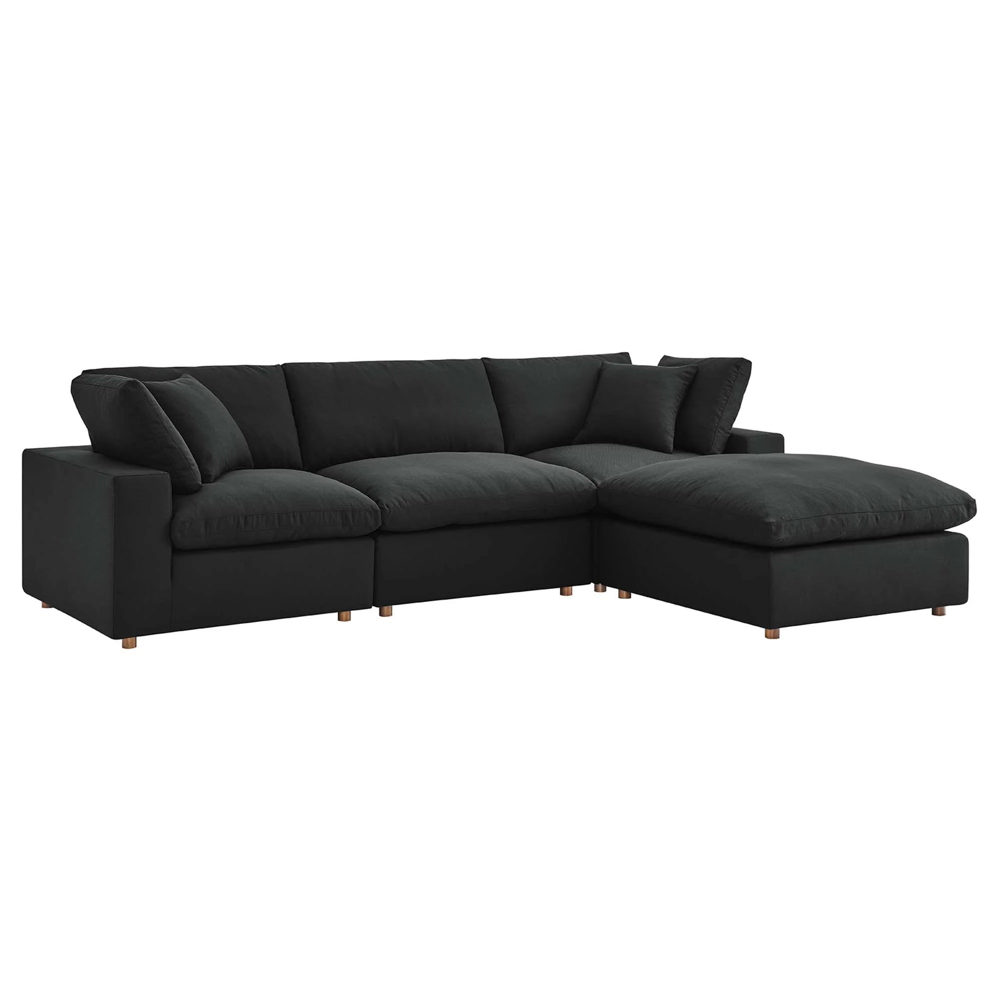 4-Seat Cloud Modular Sectional Sofa Chaise in Performance Linen