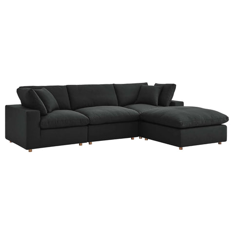 4-Seat Cloud Modular Sectional Sofa Chaise in Performance Linen