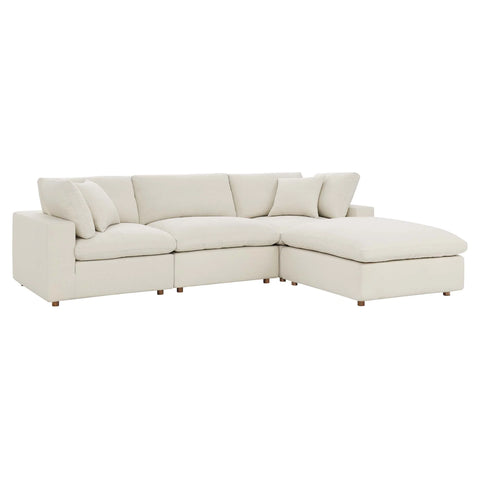 4-Seat Cloud Modular Sectional Sofa Chaise in Performance Linen